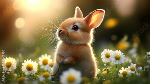 Cute Bunny Explores Meadow ...