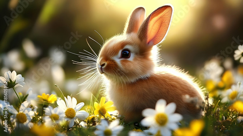 Cute Bunny Explores Meadow ...