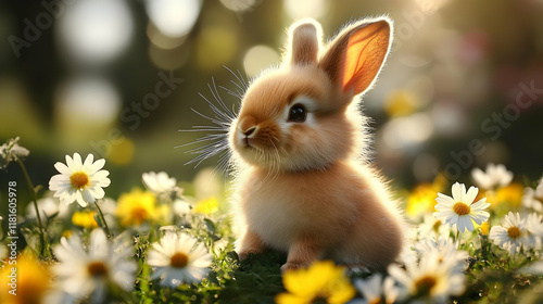 Cute Bunny Explores Meadow ...