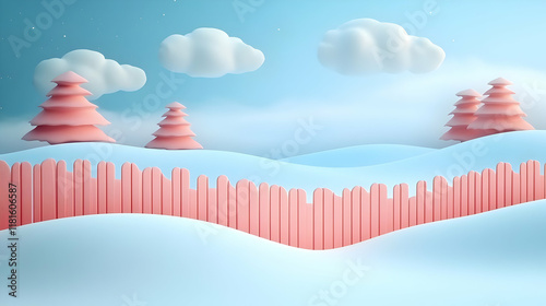 Pink Fence Winds Through Sn...