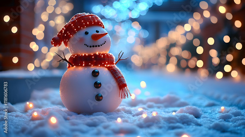 Snowman Shines in Winter Wo...
