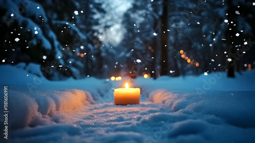 Candle Lights Snow Path: Wi...