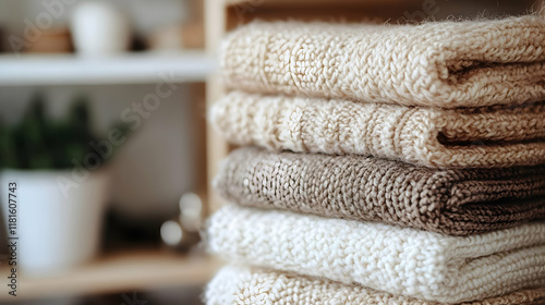Knitted Sweaters Stacked Ne...