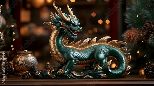 Green Dragon Statue Stands ...