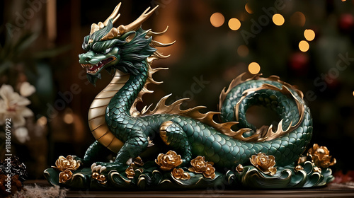Green Dragon Sculpture Rest...