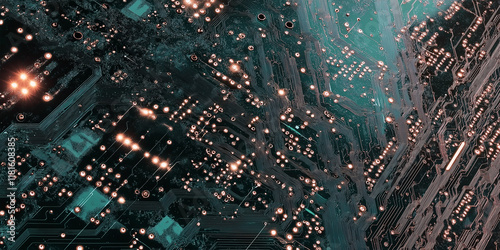 Golden Circuitry Symphony: The Art of Illuminated Data Pathways