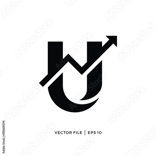 Abstract logo design initial U up growth arrow