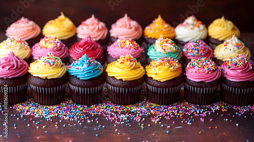 Colorful Cupcakes Decorated...