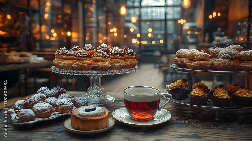 Pastries and Tea Create Cozy Cafe Ambiance Elegantly
