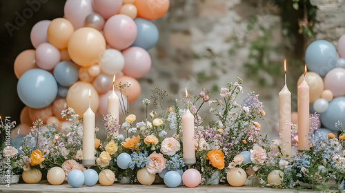 Pastel Balloons & Candles A...