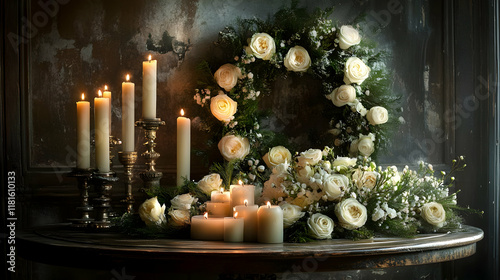 White Roses & Candles Illum...