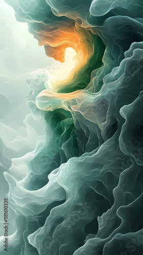 Gradient of green tones with a minimalist aesthetic