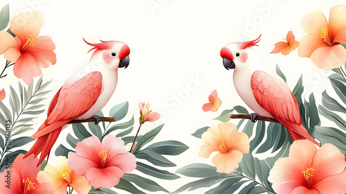 Tropical Birds Perch Among ...