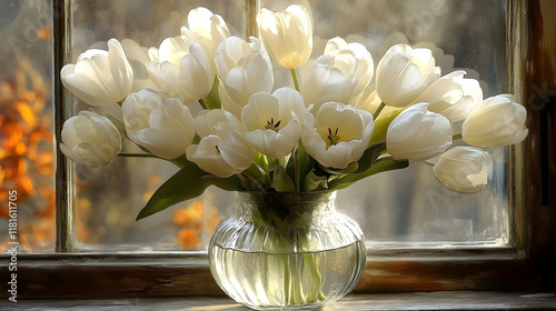 White Tulips Bloom Brightly...