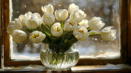 White Tulips Bloom Beautifu...