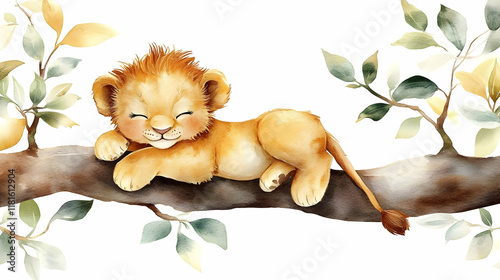 Cute Lion Cub Sleeps Peacef...