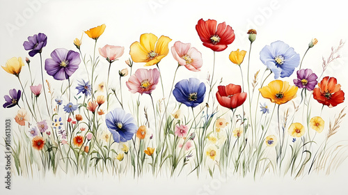 Watercolor Flowers Bloom Vi...