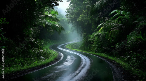 Winding Road Through Lush R...