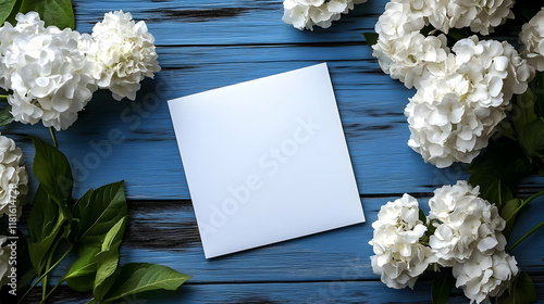 White Hydrangeas Frame Blan...