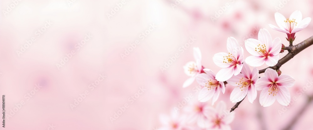 Sakura branches with pink flowers in spring, soft pink background.Banner, tourism promotion, springtime in Japan, sakura season, peaceful imagery, cultural heritage, vacation marketing.Seasonal renewa Sakura branches with pink flowers in spring, soft pink background.Banner, tourism promotion, springtime in Japan, sakura season, peaceful imagery, cultural heritage, vacation marketing.Seasonal renewa