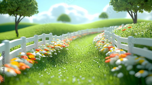 Flowers Bloom along Path wi...