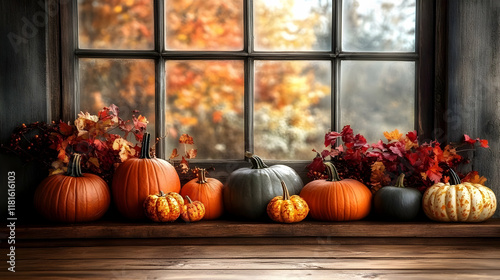 Autumn Window Decor: Pumpki...