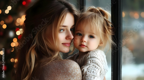 Mother Embraces Child by Wi...