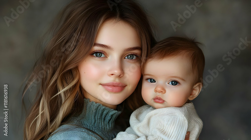 Mother Holds Baby Close, Em...