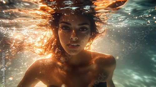 Woman Swims Underwater with...