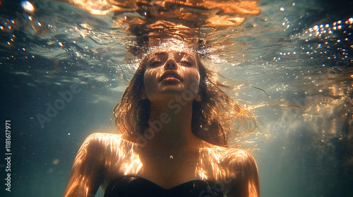 Woman Swims Underwater with...