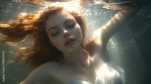 Woman Floats Underwater wit...