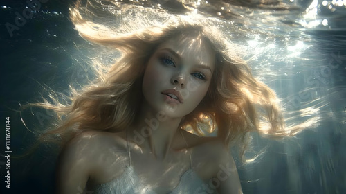 Woman Floats Underwater wit...