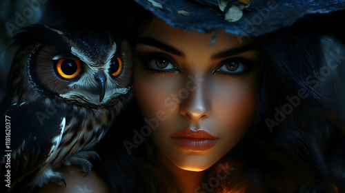 Woman with Owl Embraces Nig...