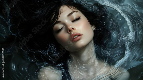 Woman Submerged in Water wi...