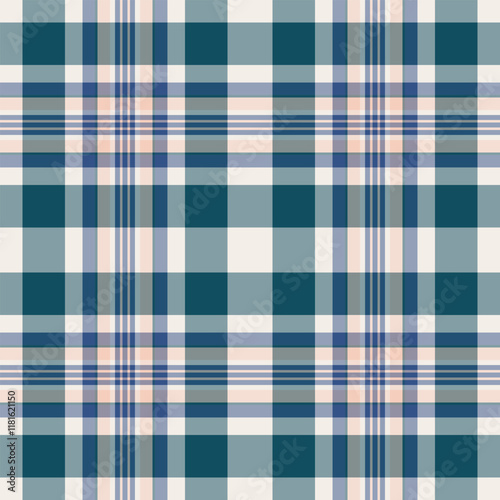 Stylish pattern fabric tartan, teenager texture plaid vector. Trim check seamless textile background in pastel and cyan colors.