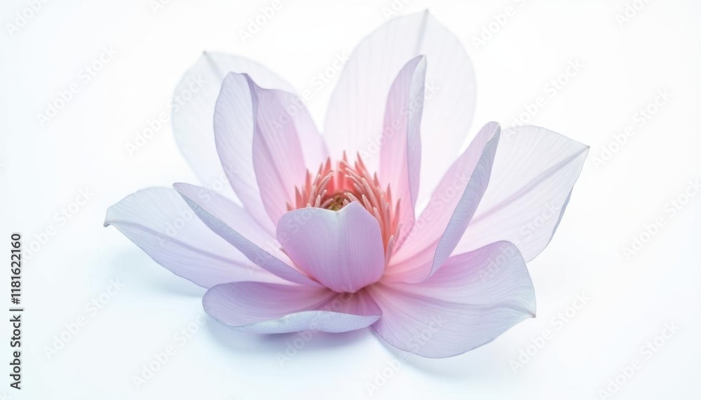 Elegant pink lotus flower on white background for tranquility and serenity design Elegant pink lotus flower on white background for tranquility and serenity design