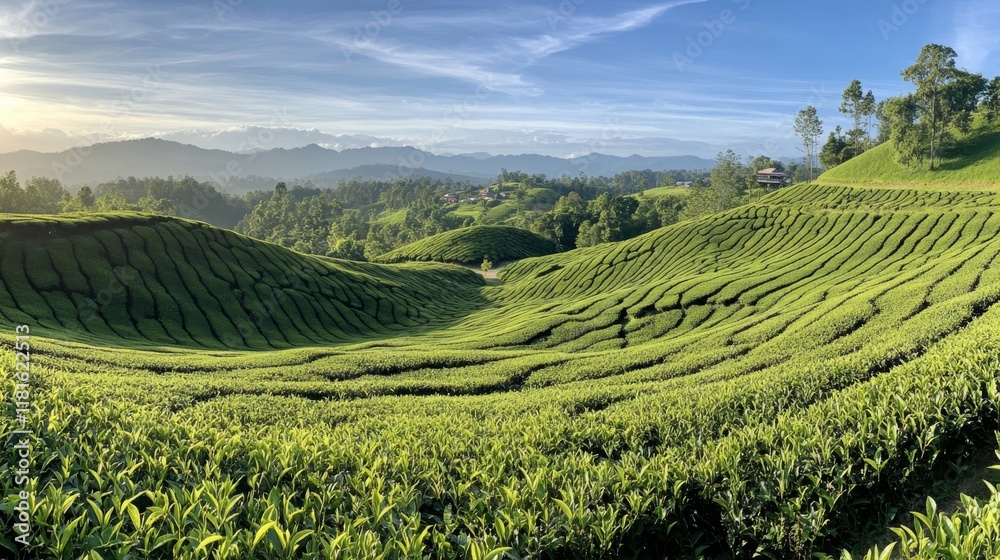 Fototapeta premium Breathtaking Tea Plantation Landscape