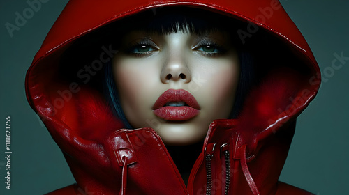 Red Hooded Figure Poses wit...