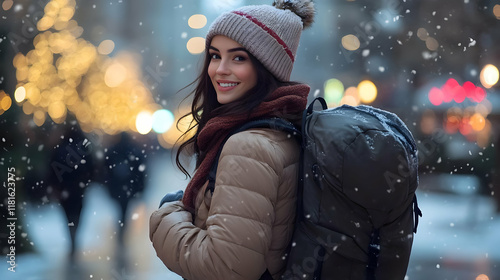 Winter Travel Explores City...