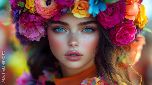 Floral Fantasy: Girl with C...