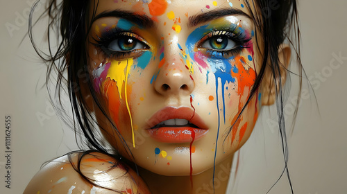 Colorful Face Paint Drippin...