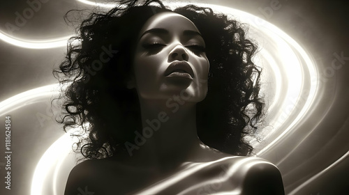 Woman Poses with Light and ...
