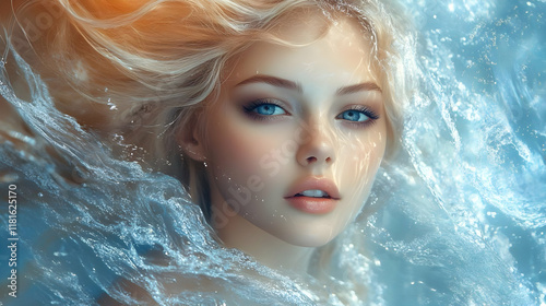 Woman Submerged in Water wi...