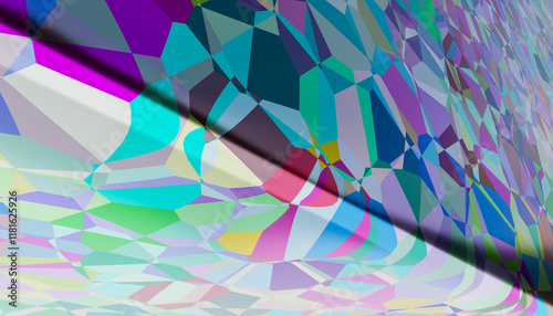 Vibrant 3D render of abstract color polygons photo