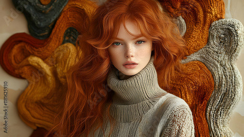 Redhead Girl in Sweater Pos...