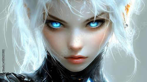 Futuristic Woman with Blue ...