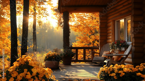 Autumn Cabin Decorates Porc...