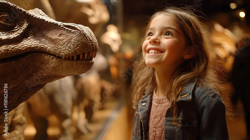 Child Looks at Dinosaur Exh...
