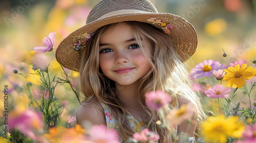 Girl Smiles in Field of Flo...