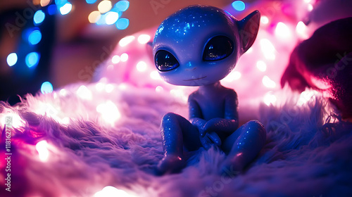 Blue Figurine Sits Peaceful...